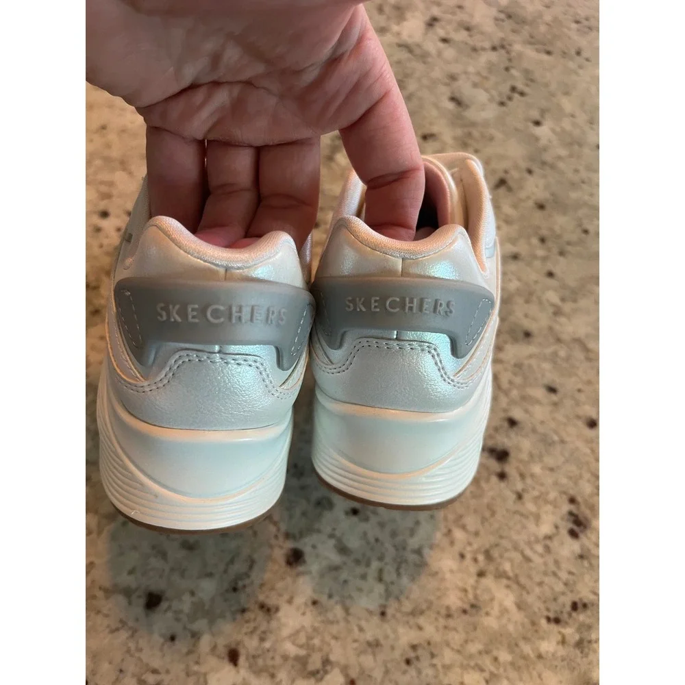 Skechers Street‎ Uno Kids Iridescent White Gum Sole Sneakers 310322L Size G13